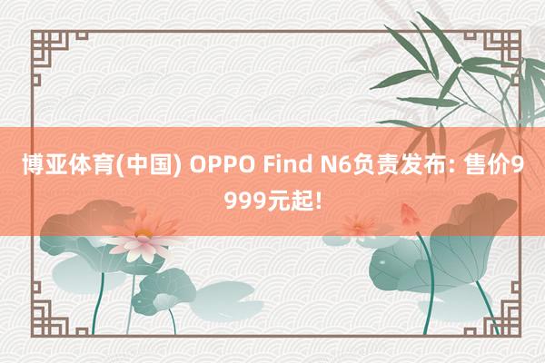 博亚体育(中国) OPPO Find N6负责发布: 售价9999元起!