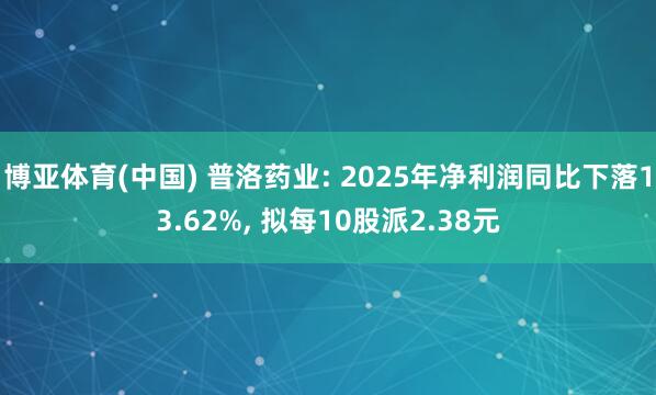 博亚体育(中国) 普洛药业: 2025年净利润同比下落13.62%， 拟每10股派2.38元