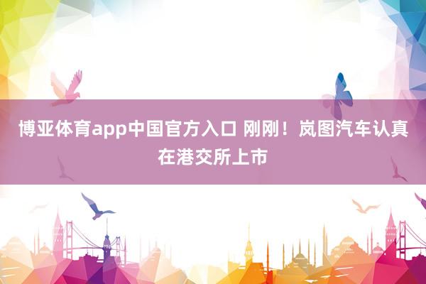 博亚体育app中国官方入口 刚刚！岚图汽车认真在港交所上市