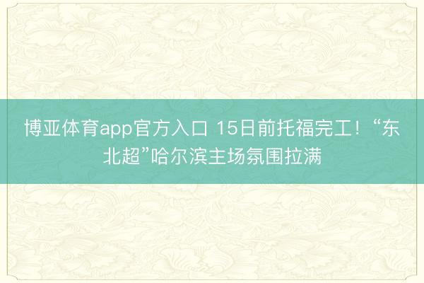 博亚体育app官方入口 15日前托福完工！“东北超”哈尔滨主场氛围拉满