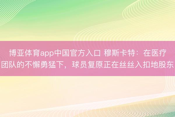 博亚体育app中国官方入口 穆斯卡特：在医疗团队的不懈勇猛下，球员复原正在丝丝入扣地股东