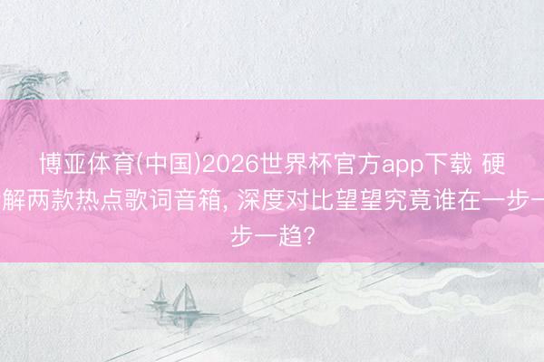 博亚体育(中国)2026世界杯官方app下载 硬核拆解两款热点歌词音箱， 深度对比望望究竟谁在一步一趋?