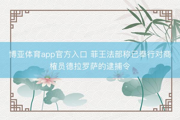 博亚体育app官方入口 菲王法部称已奉行对商榷员德拉罗萨的逮捕令