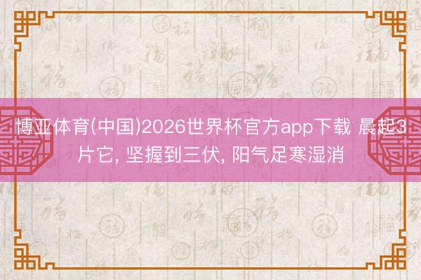 博亚体育(中国)2026世界杯官方app下载 晨起3片它， 坚握到三伏， 阳气足寒湿消