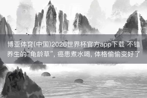 博亚体育(中国)2026世界杯官方app下载 不错养生的“龟龄草”， 癌患煮水喝， 体格偷偷变好了