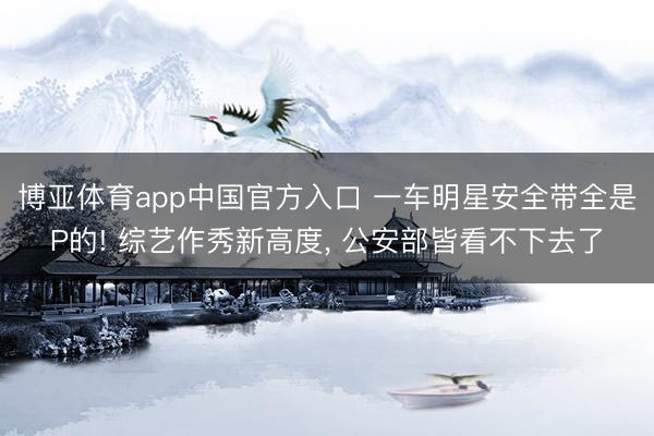 博亚体育app中国官方入口 一车明星安全带全是P的! 综艺作秀新高度， 公安部皆看不下去了