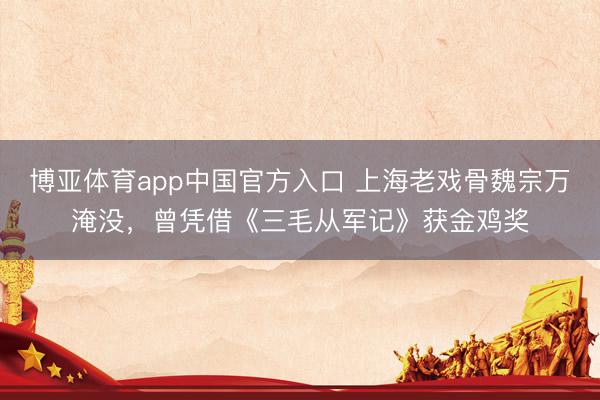 博亚体育app中国官方入口 上海老戏骨魏宗万淹没，曾凭借《三毛从军记》获金鸡奖