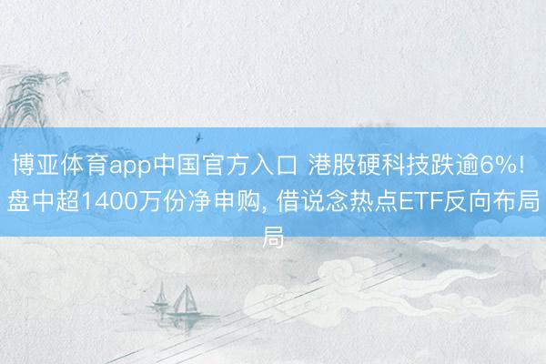 博亚体育app中国官方入口 港股硬科技跌逾6%! 盘中超1400万份净申购， 借说念热点ETF反向布局