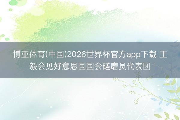 博亚体育(中国)2026世界杯官方app下载 王毅会见好意思国国会磋磨员代表团