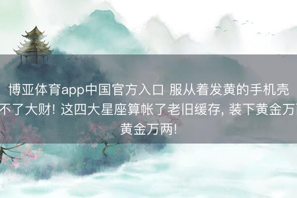 博亚体育app中国官方入口 服从着发黄的手机壳发不了大财! 这四大星座算帐了老旧缓存， 装下黄金万两!
