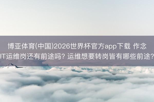 博亚体育(中国)2026世界杯官方app下载 作念IT运维岗还有前途吗? 运维想要转岗皆有哪些前途?